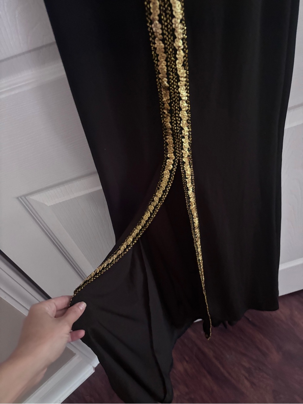 Angel Fashions Black Gold Sequin Formal Maxi Dress NWT size 8 - Picture 6 of 6